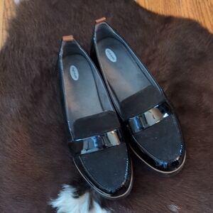 Black Patent And Vegan Leather Women's Loafers